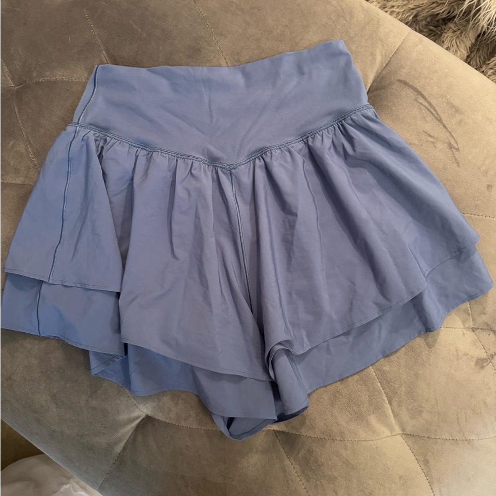 Aerie Blue Layered Ruffle Shorts - Picture 2 of 3